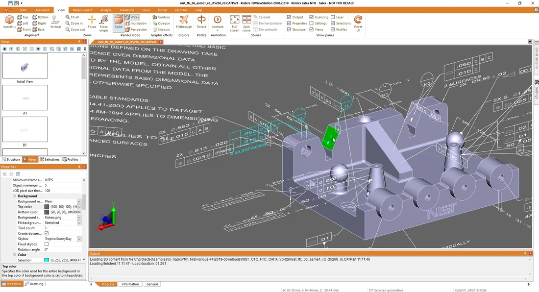 Sélection simultanée PMI et géométrie dans 3DViewStation